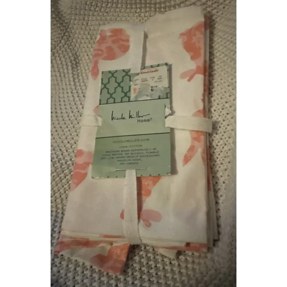 4 Pack NICOLE MILLER Bunny Easter Spring Pink Cloth Napkins 18x18 Easter NIP NEW - Picture 1 of 9